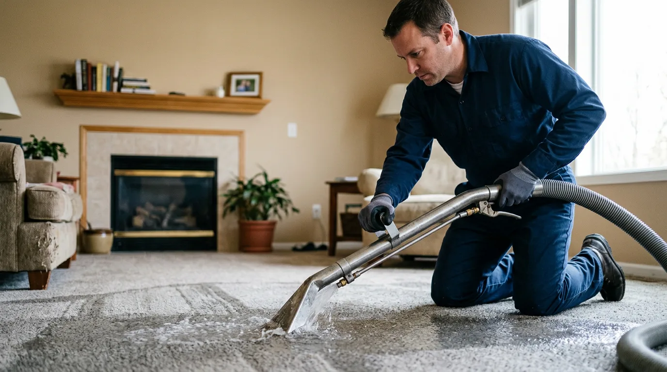 Water damage restoration technician working near Charlotte, MI